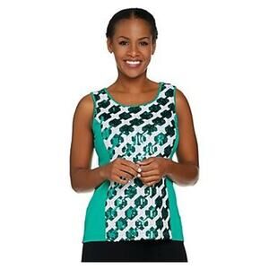 Bob Mackie Tank Top Womens Medium St. Patrick's Day Kelly Green Sequins Artsy